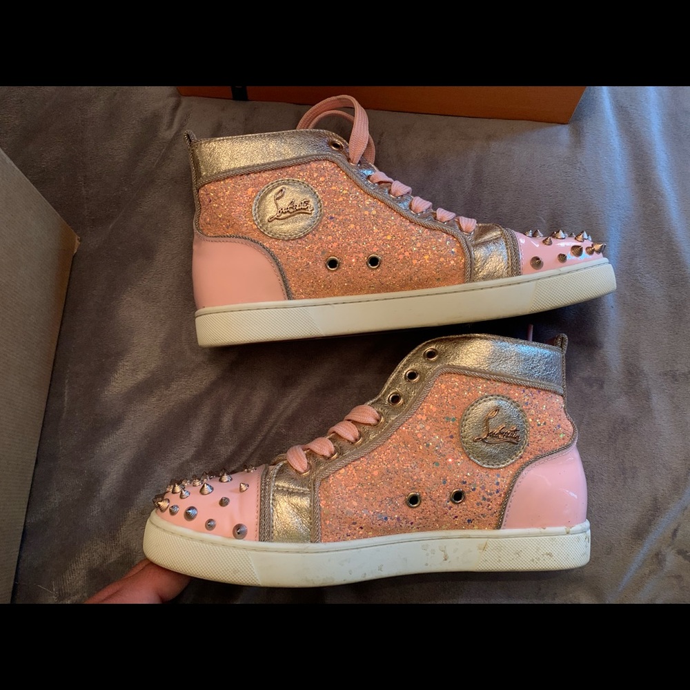 Pink spiked louboutin high tops